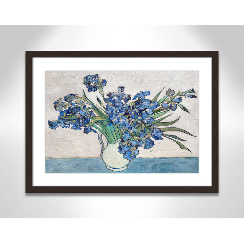 Imprimé iris bleu par Vincent Van Gogh, Blanc, Cadre en noyer, H 23 po x l 17 po