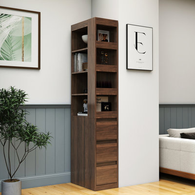 70.87" H Tall Wooden Storage Cabinet with 4-Tier Shelf & Drawers by Ebern Designs