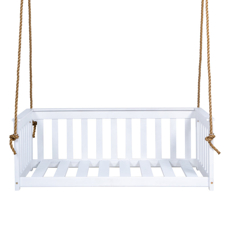 Balancelle de véranda en bois d'acacia Charleston, 55.5", Peinture blanche