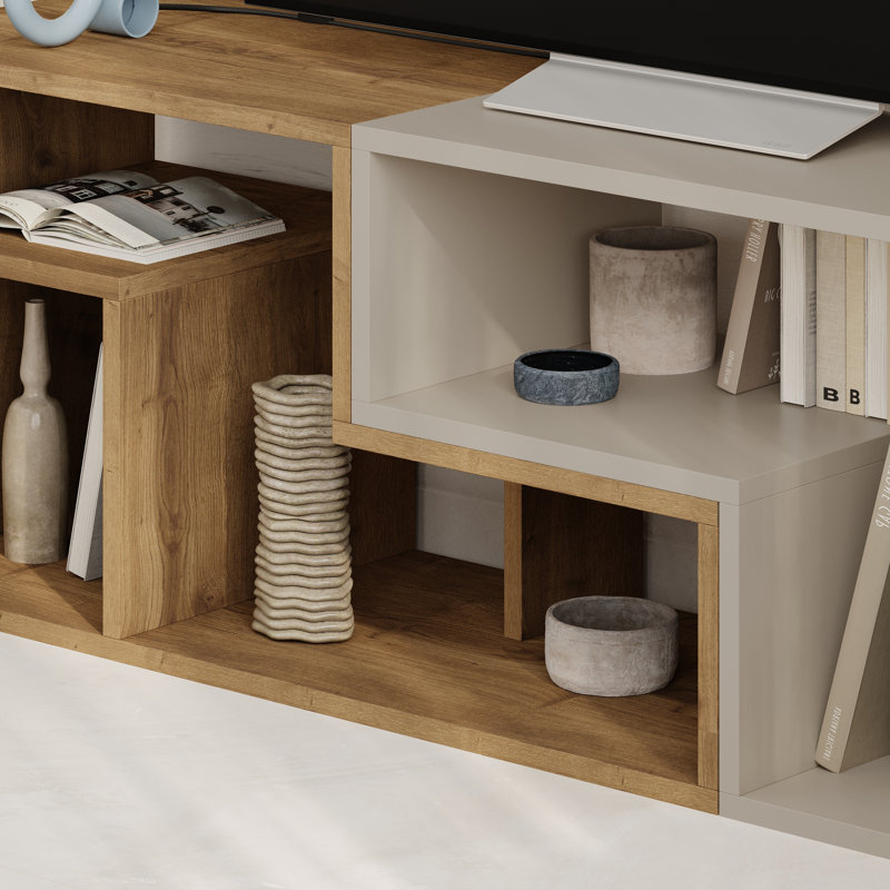 Glis Corner TV Stand Versatile and Stylish Media Unit for Modern Living Spaces, Hitit/Sandstone