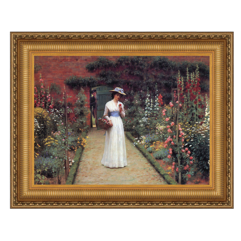 «Lady In A Garden» par Edmund Blair Leighton sur, H 16,25 po x l 19,25 po