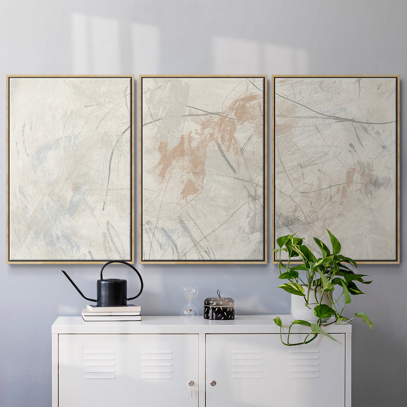 Terre Cotta Trace II - Toile encadrée multi-pièces, H 40 po x l 78 po, Encadré naturel