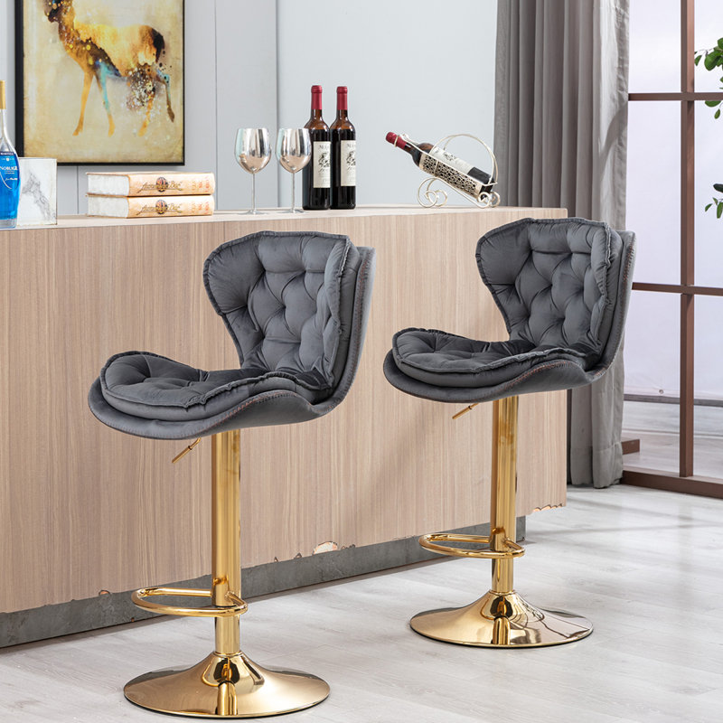 Tabourets de bar rembourrés (ensemble de 2), Gris
