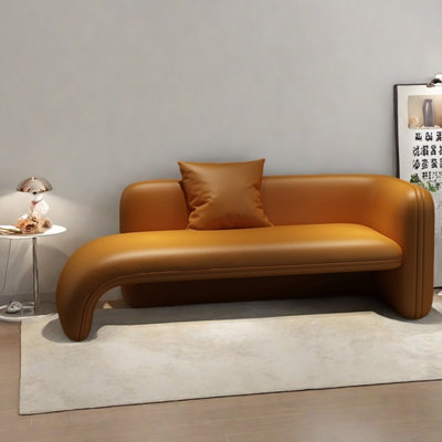 Chaise longue en cuir griffé de style minimaliste