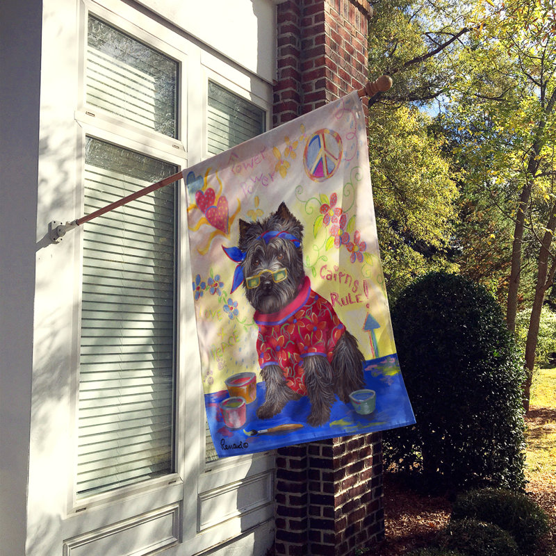 Drapeau de maison Hvidovre Sheltie Halloween en polyester à 2 faces 3 x 2 pi, Cairn terrier hippie