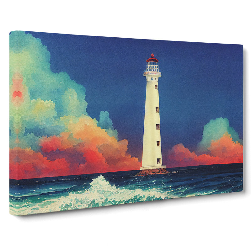 Lighthouse In Watercolour Vol.2 - Wrapped Canvas, 40cm H x 60cm W x 3cm D