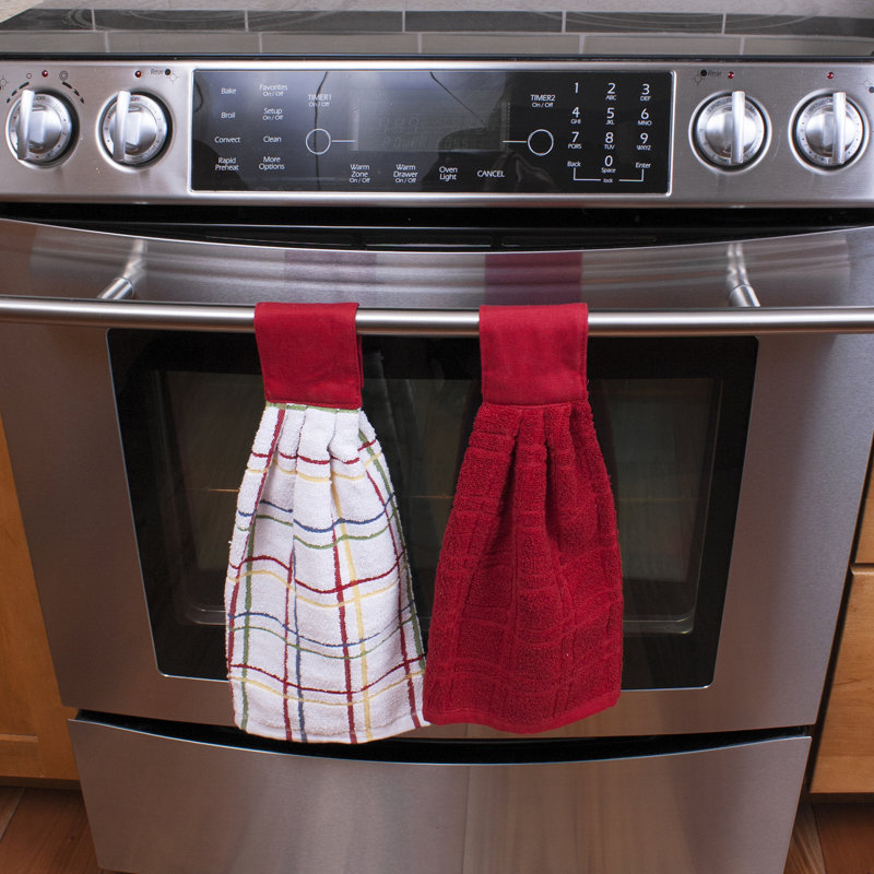 Cotton Plaid Waffle Dish Cloth Kitchen Towel, Paprika