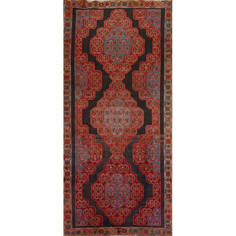 Tapis de couloir noir et rouge 4 x 9