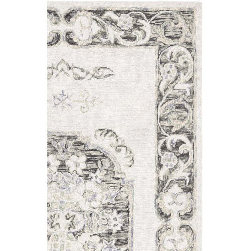 Hand Tufted Wool;Cotton Floral Rug, Rectangle 9' x 12'