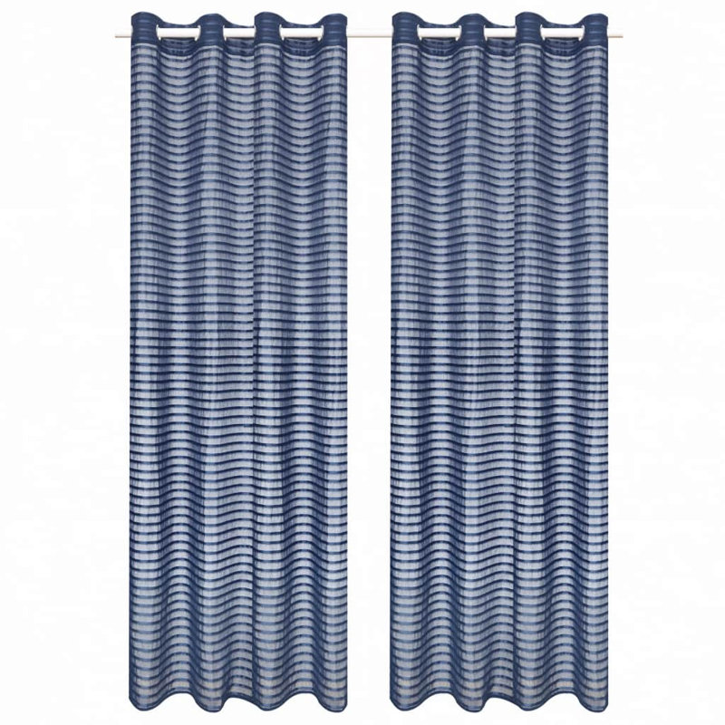 Cayden Semi Sheer Curtain Pair, Blue, Width 140cm x Drop 175cm