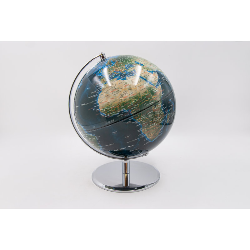 Tabletop Globe, Blue, Silver, 31cm H x 26.5cm W x 26.5cm D