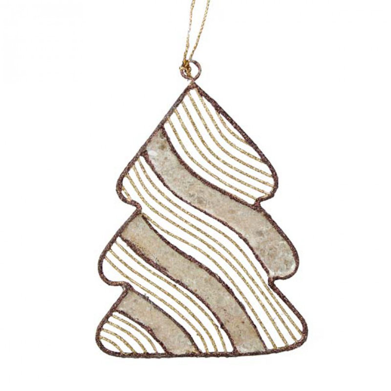 12cm Metal Holiday Shaped Ornament, Gold / Brown