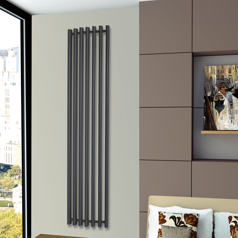 Bernard Vertical Designer Radiator, 176cm H x 39cm W x 6cm D, Black