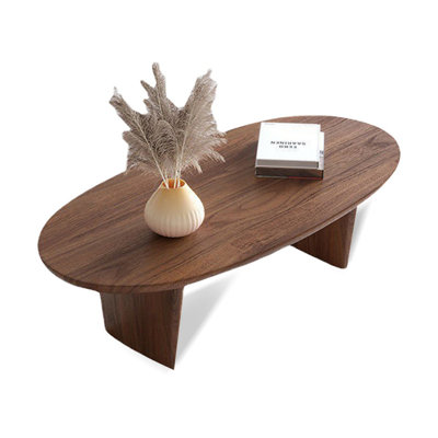Brown Solid Wood Oval Coffee Table