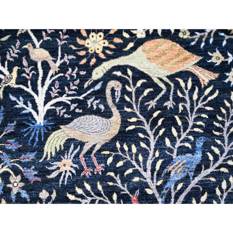 Tapis oriental noué à la main 8 pi x 8 pi bleu Peshawar CC15841CA44A427AA7F16716C1BE90D1