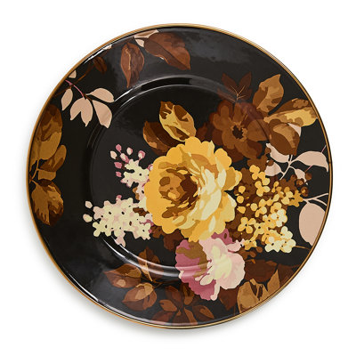Mocha Check Wild Rose Brown Salad Plate