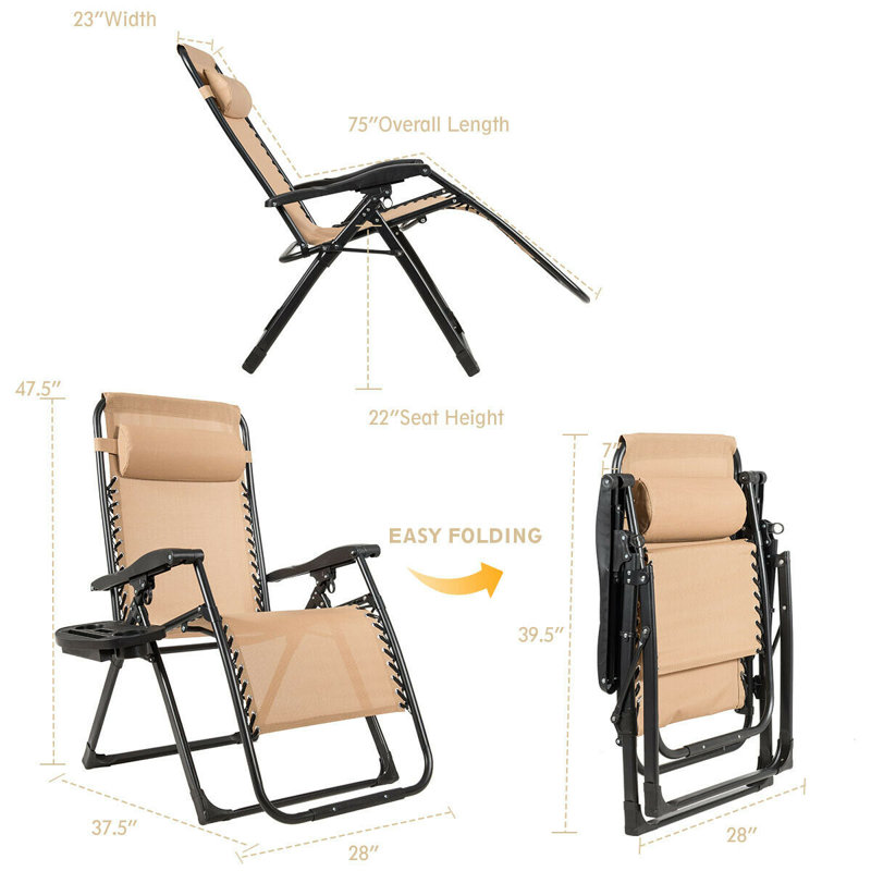Karson Folding Zero Gravity Chair, Beige