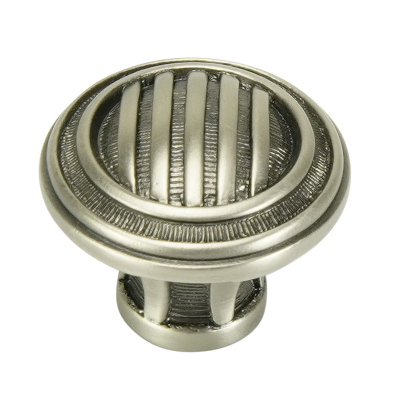 RIBBED KNOB; ANTIQUE NICKEL, Silver