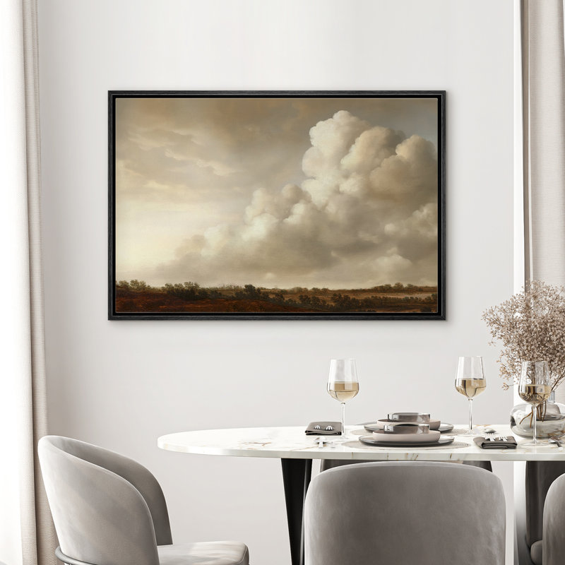 «Calming Clouds Sky Modern Rustic Brown Country», impression sur toile encadrée pour chambre à coucher, H 16 po x l 24 po