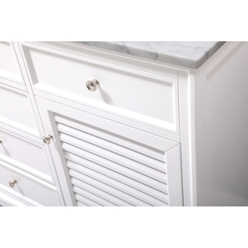 Closter 60'' Double Bathroom Vanity with Stone Top, White