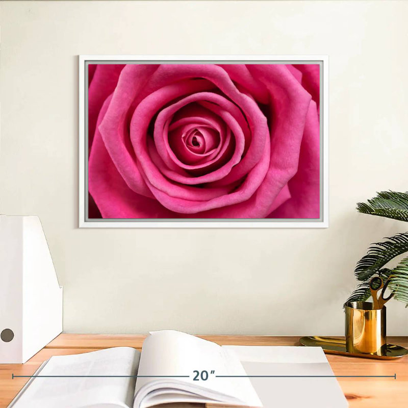 Rose vif, Cadre flottant blanc, 13 po x 9 po