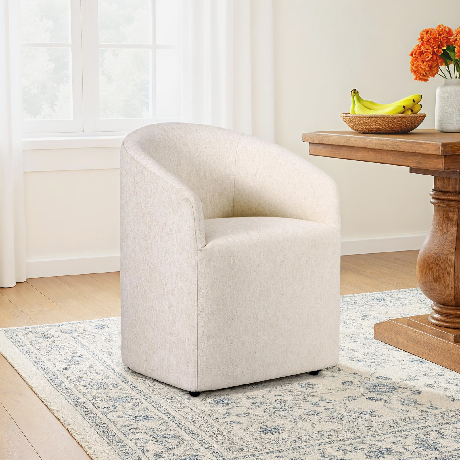 Keeshan Barrel Dining Armchair, Newcastle Natural