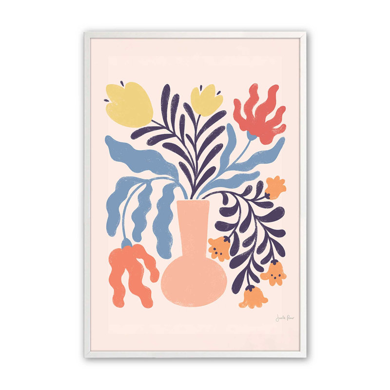«Playful Garden Vase I», Cadre opaque blanc, H 15 po x l 12 po