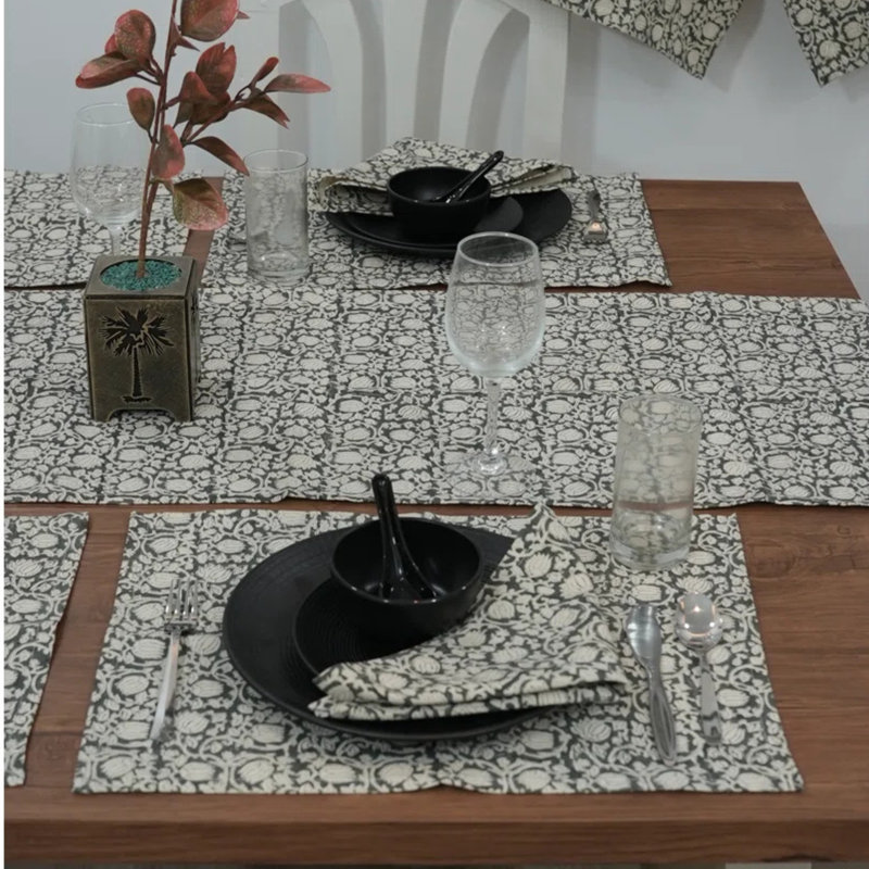 Red Barrel Studio 16X70 Artistic table runner, Functional table runner, 8 Kamal, Grey, Rectangle 9 po