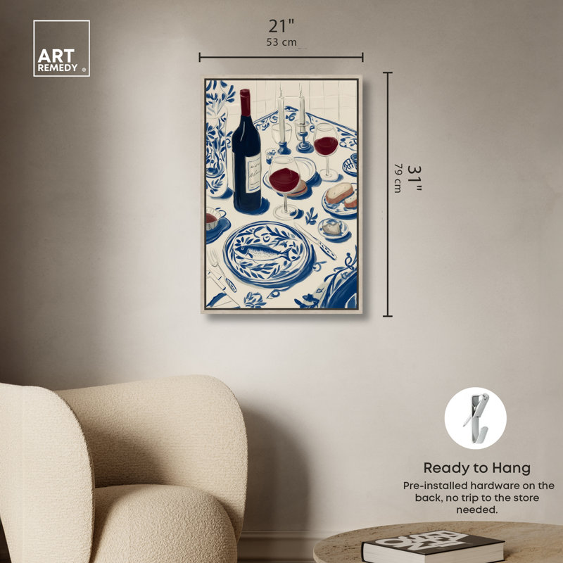 «Dinner II», reproduction d'art sur toile encadrée par Art Remedy, cadre blond, 20 x 30, H 31 po x l 21 po, Cadre blond