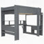 Lit mezzanine en bois avec bureau, tablettes multiples, DEL et station de charge