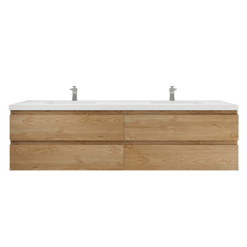 Amahia Double Bathroom Vanity with Acrylic Top, New England Oak