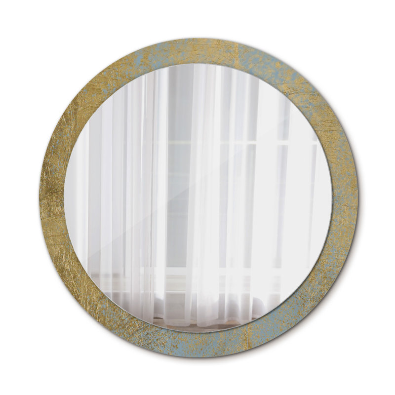 Huldar Round Glass Framed Wall Mounted Accent Mirror, Grey/Yellow