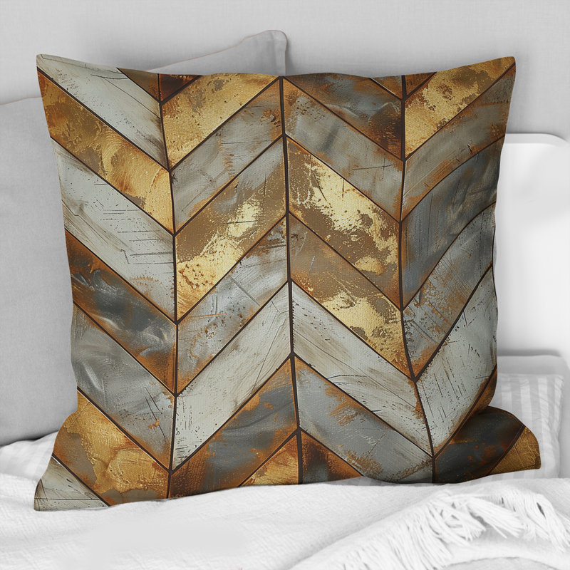 Coussin décoratif métallique Glam I - Glam, Beige/or, H 18 po x H 18 po