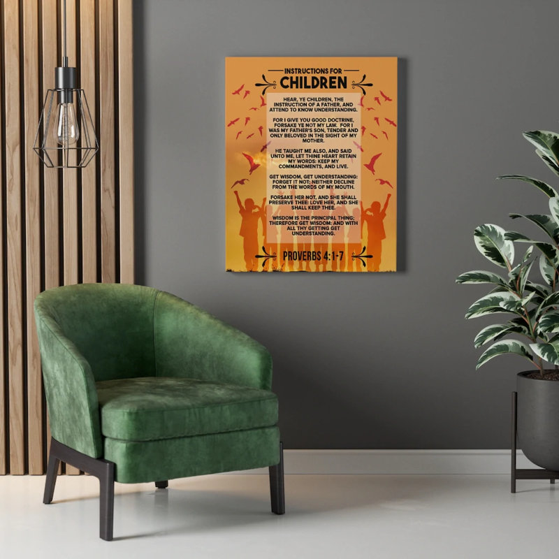 Instructions For Children Proverbs 4:1-7 - Wrapped Canvas Print, 76cm H x 61cm W