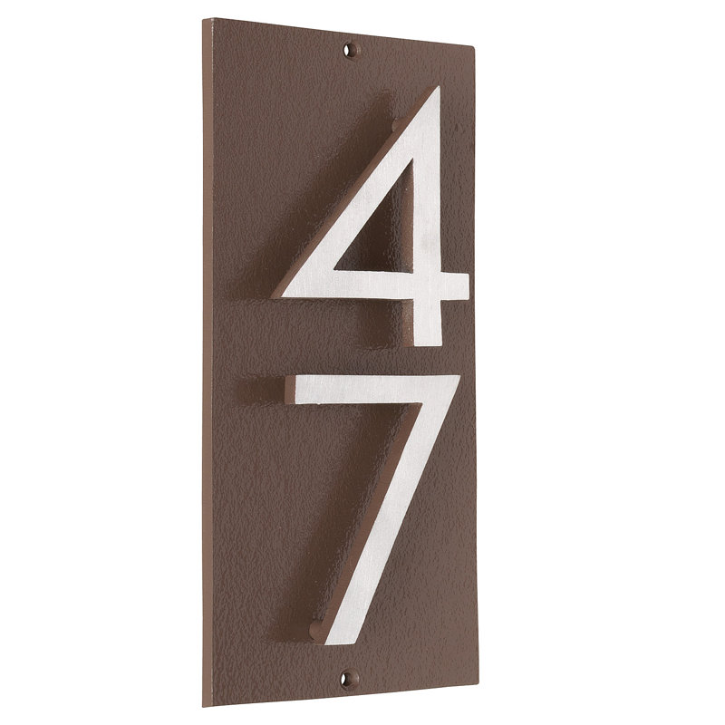 Plaque d’adresse murale sur 1 ligne flottante, Sable, Aluminium brossé, Oui