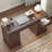 Hava 58" W Farmhouse Office Writing Desk With Drawer,Executive Desk,File Cabinet-114394591