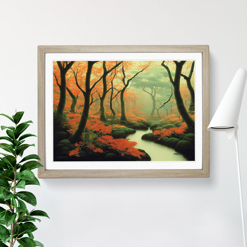 Idyllic Forest - Single Picture Frame Print, 34cm H x 46cm W x 2cm D, Oak