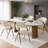 Modern Upholstered Dining Chair with Curved Backrest and Wood-Look Metal Legs, Ergonomic Design and Thick Cushion-114945884