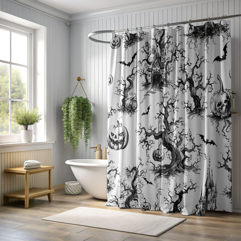 Rideau de douche Halloween 1 pièce, H 74 po x l 71 po