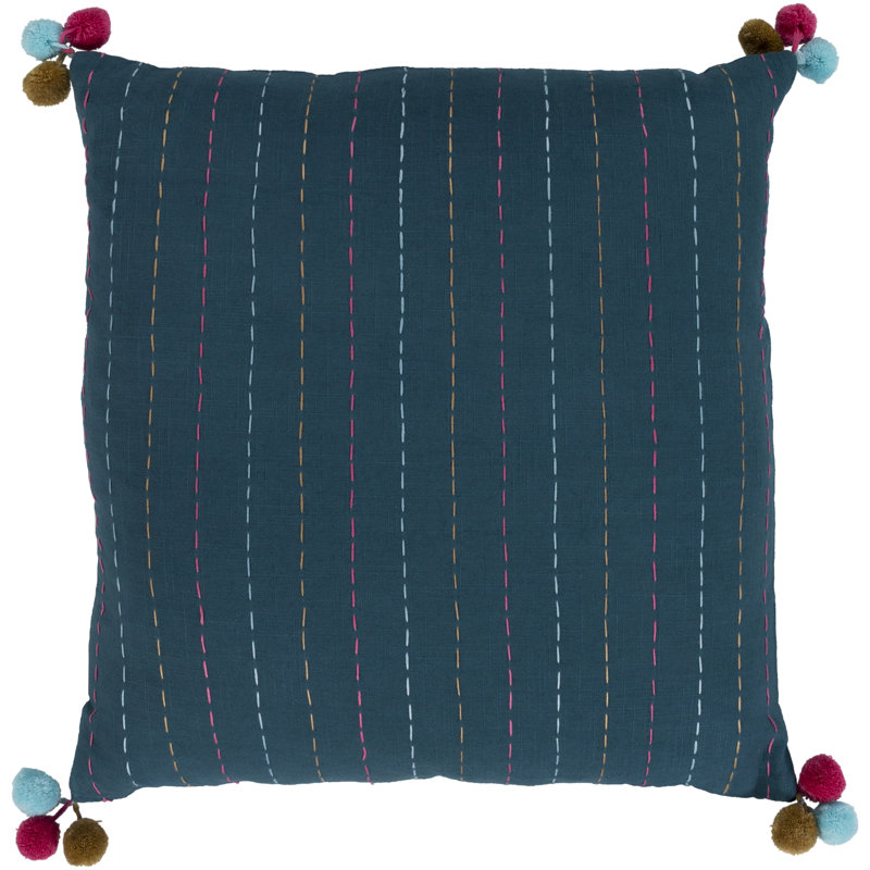 Coussin en coton Dhaka, Rose, 18 po x 18 po, Housse de coussin seulement