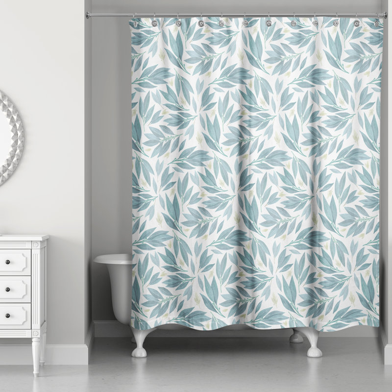 Rideau de douche simple à motif floral Derome, Bleu