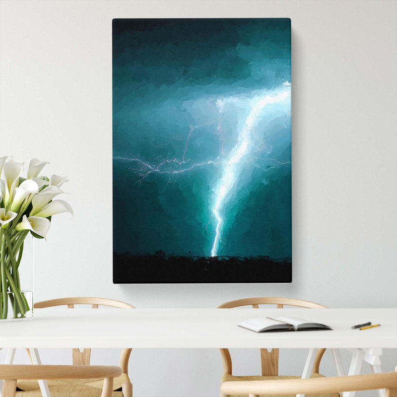 Lightning Storm Abstract Art - Wrapped Canvas Painting, 50cm H x 35cm W x 3cm D