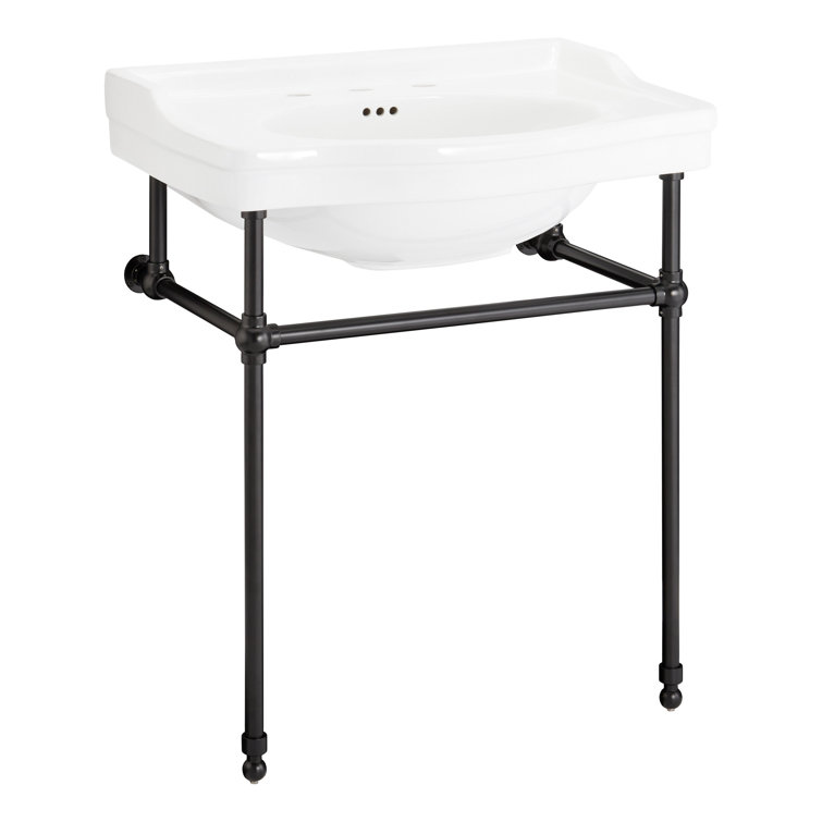 30" Cierra 31" Tall Vitreous China Rectangular Console Bathroom Sink with Overflow
