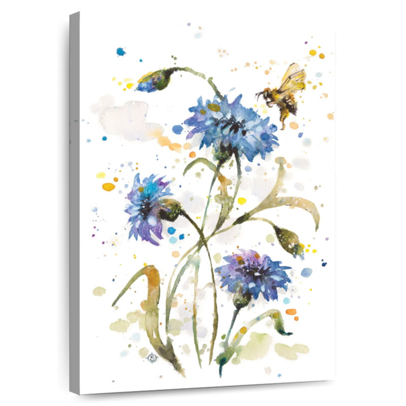 Harnek Cornflower And Bumblebee, 30" H x 20" W