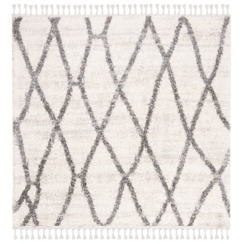 Triplett Fringe Shag Performance Abstract Rug, Square 6'7"