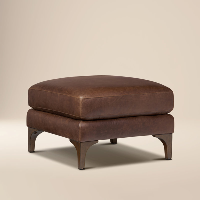 Repose-pieds en cuir italien Sorrento, Chocolat / Brun