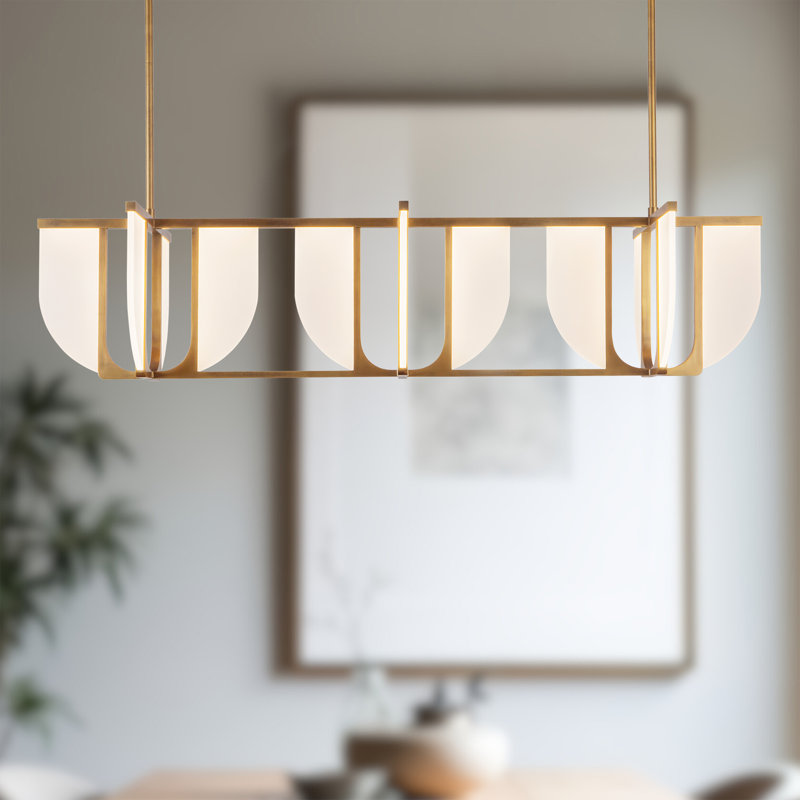 Anders 59-in Black dimmable LED Linear Pendant, Antique Brass