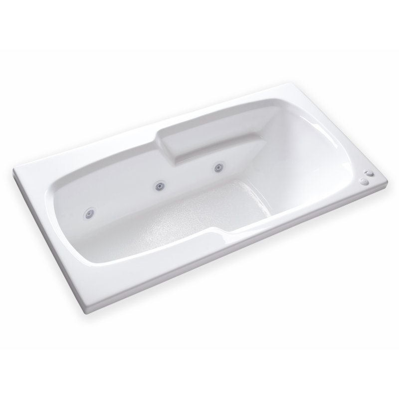 65'' x 32'' Drop-In Whirlpool Acrylic Bathtub, Left