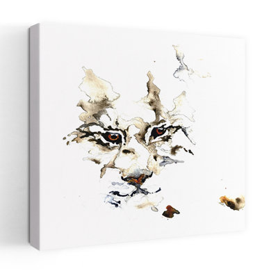Art mural abstrait chat sauvage, aquarelle