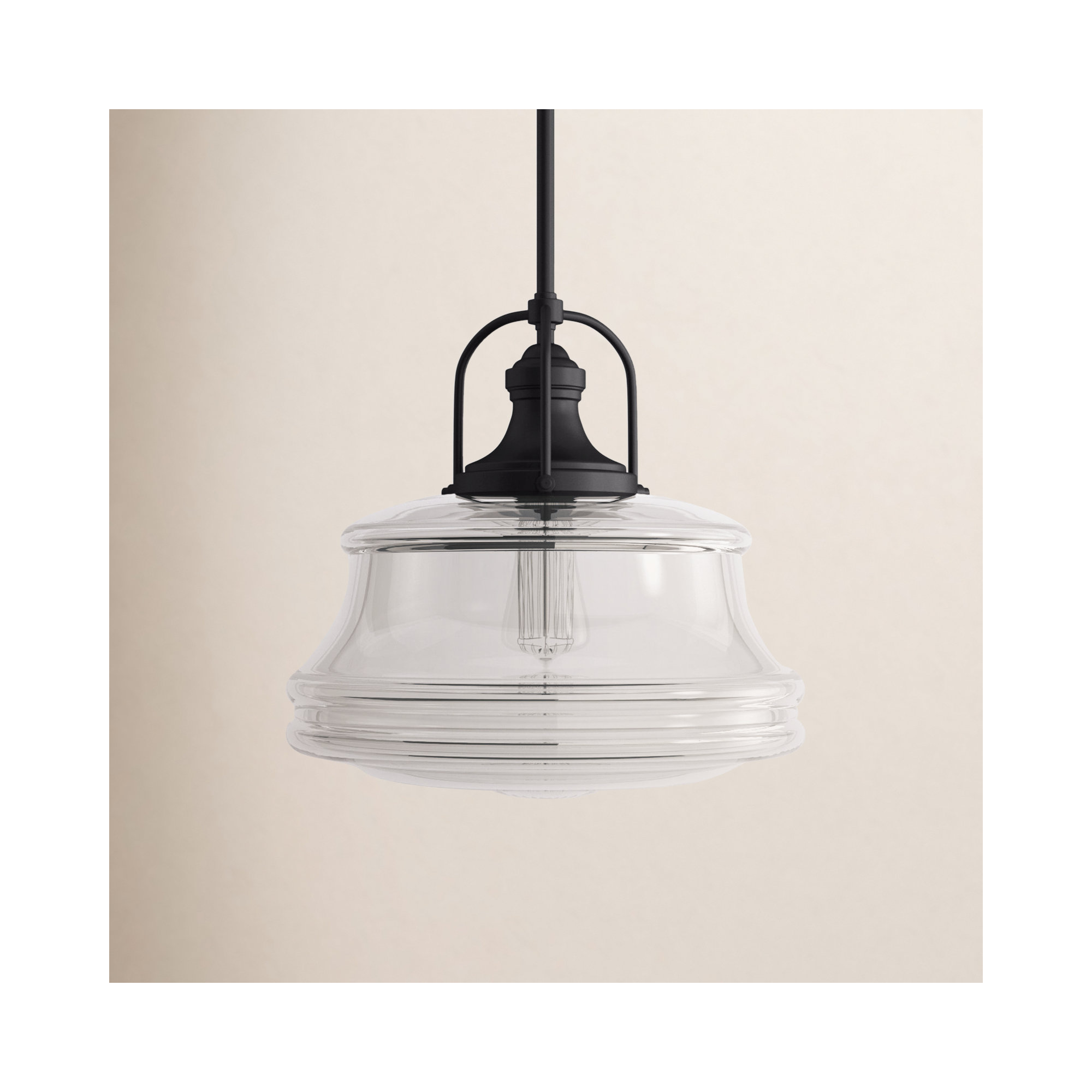Truro Single Light Glass Dimmable Pendant, English Bronze